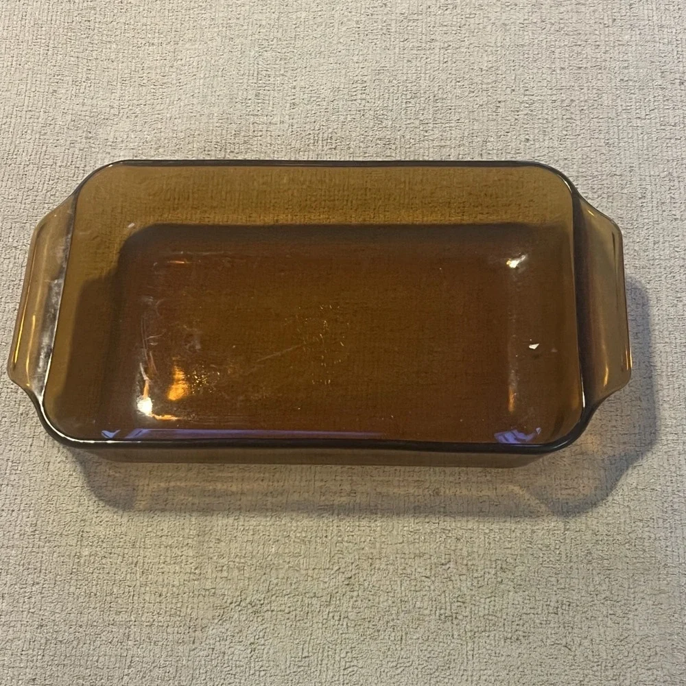 Anchor Hocking Fire-King Amber Glass Baking Dish Rectangular 10x6x2 Made in USA